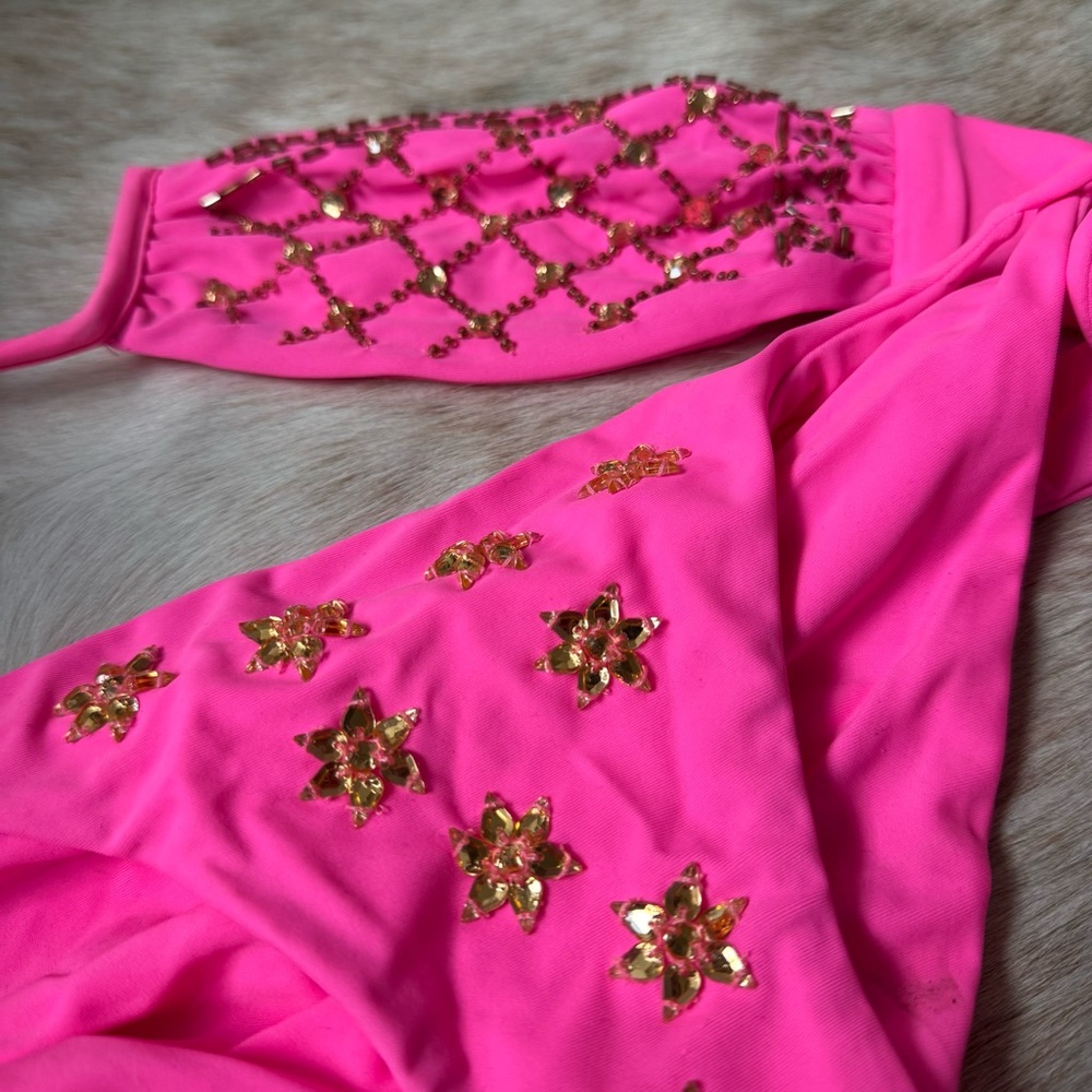 Beach Riot Pink and Gold Embellished Bikini